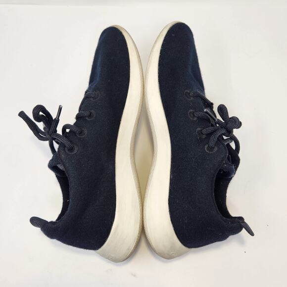 Allbirds Men Wool Runners Black White Sneaker Size 9 Lace Up Low Top Merino Wool - Picture 7 of 8